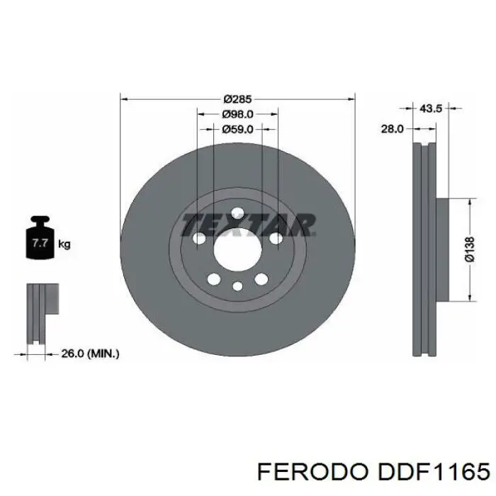 Диск переднього гальма Ferodo DDF1165 ціна, від 43.17 USD