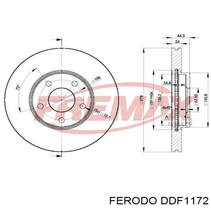 DDF1172 Ferodo диск гальмівний передній