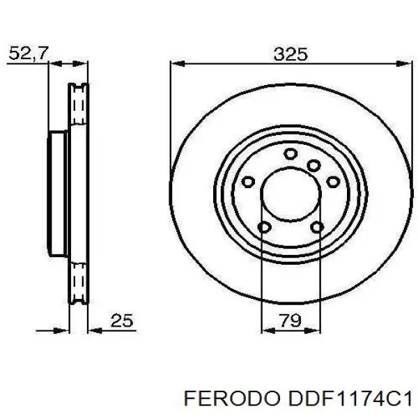 Диск гальмівний передній Ferodo DDF1174C1