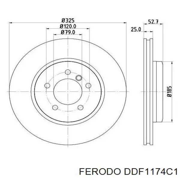 Диск гальмівний передній DDF1174C1 Ferodo