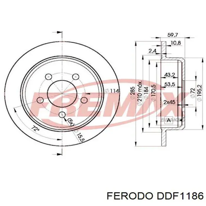 Диск гальмівний задній Ferodo DDF1186