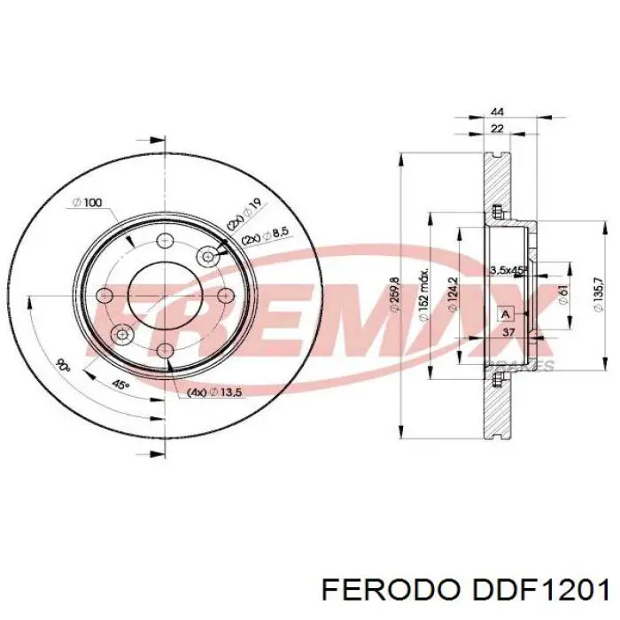 Гальмівні диски передні DDF1201 Ferodo