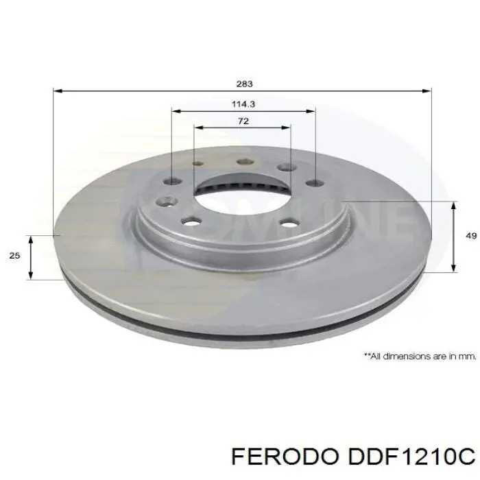 Диск переднього гальма Ferodo DDF1210C ціна, від 50.68 USD