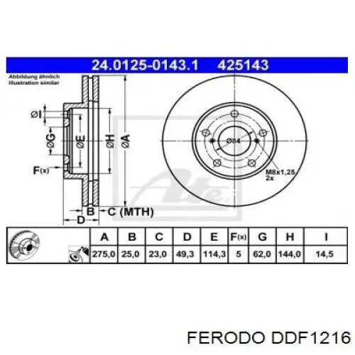 Гальмівні диски передні DDF1216 Ferodo
