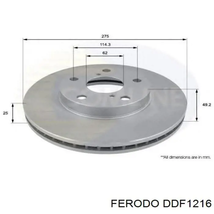 Диск гальмівний передній Ferodo DDF1216