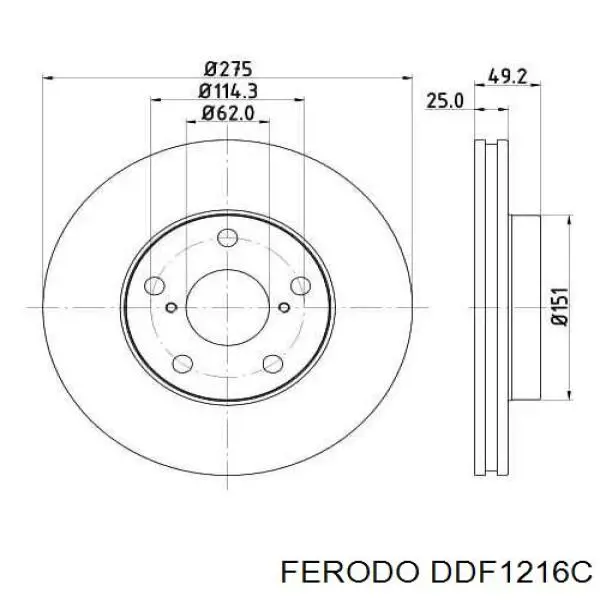 Гальмівні диски передні DDF1216C Ferodo