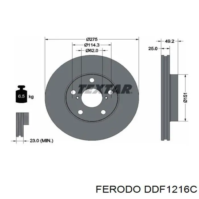 DDF1216C Ferodo Гальмо дискове переднє