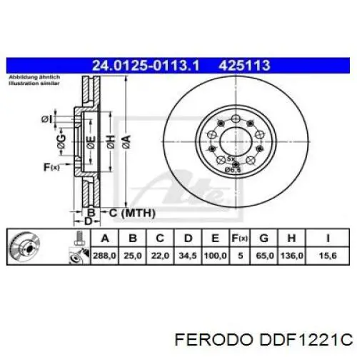 Гальмівні диски передні DDF1221C Ferodo