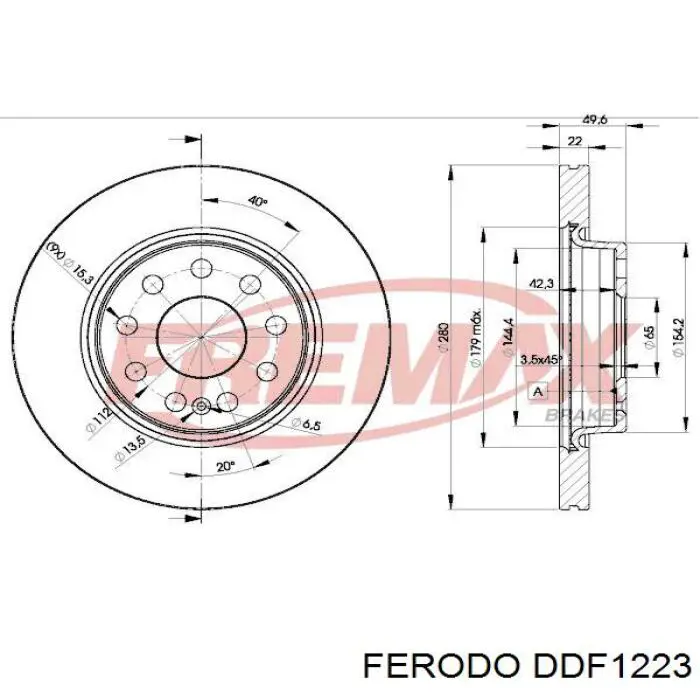 Диск гальмівний передній Ferodo DDF1223