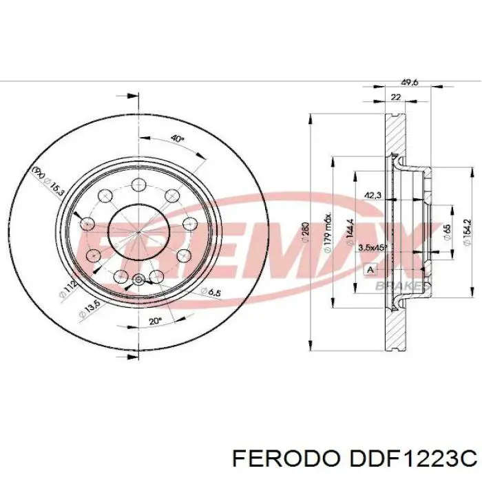 Купити DDF1223C Ferodo Ротор гальмівний