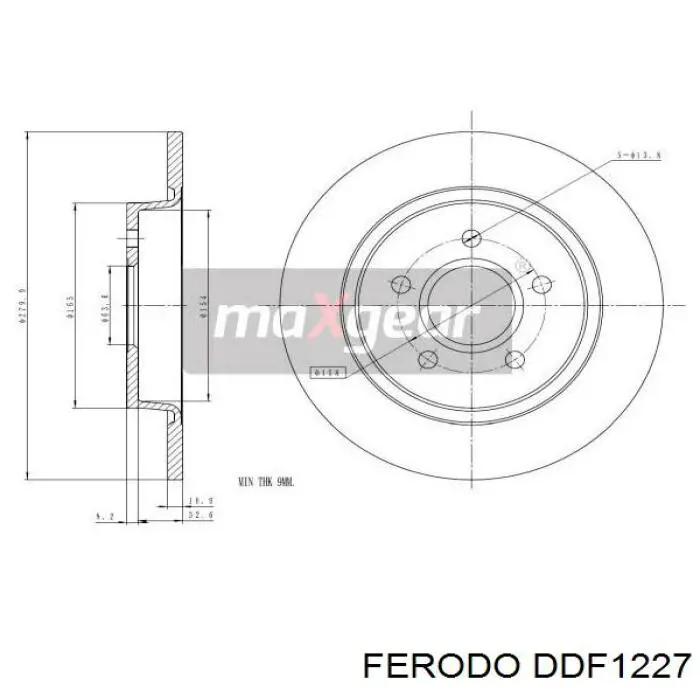 Диск гальмівний задній Ferodo DDF1227