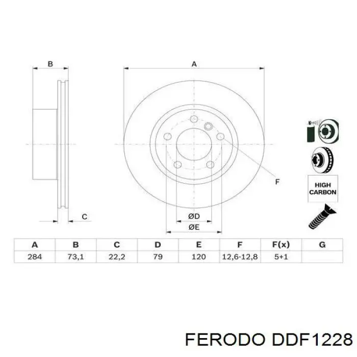 Купити DDF1228 Ferodo Ротор гальмівний