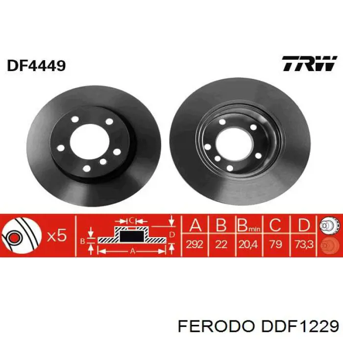 Диск переднього гальма Ferodo DDF1229 ціна, від 51.08 USD