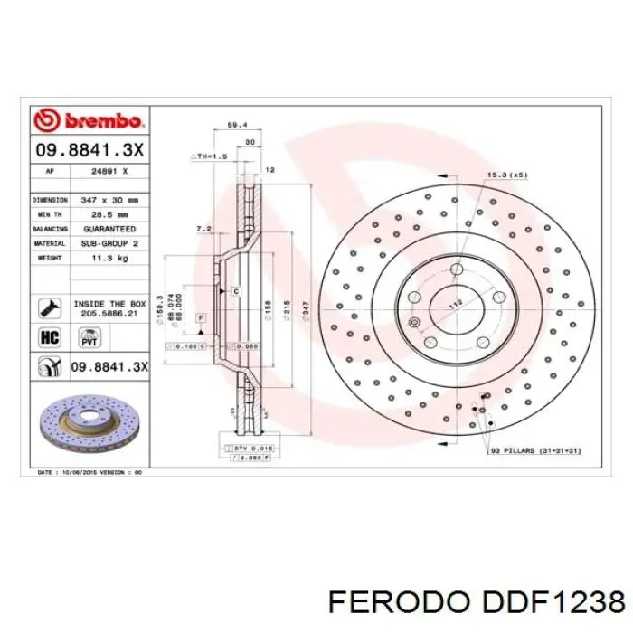Купити DDF1238 Ferodo Ротор гальмівний