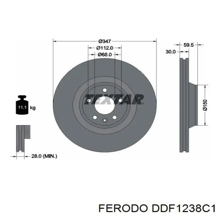 DDF1238C1 Ferodo диск гальмівний передній