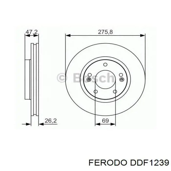 Диск гальмівний передній Ferodo DDF1239