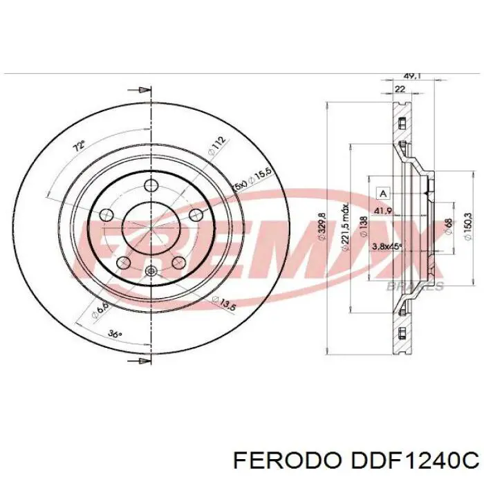Гальмівні диски DDF1240C Ferodo