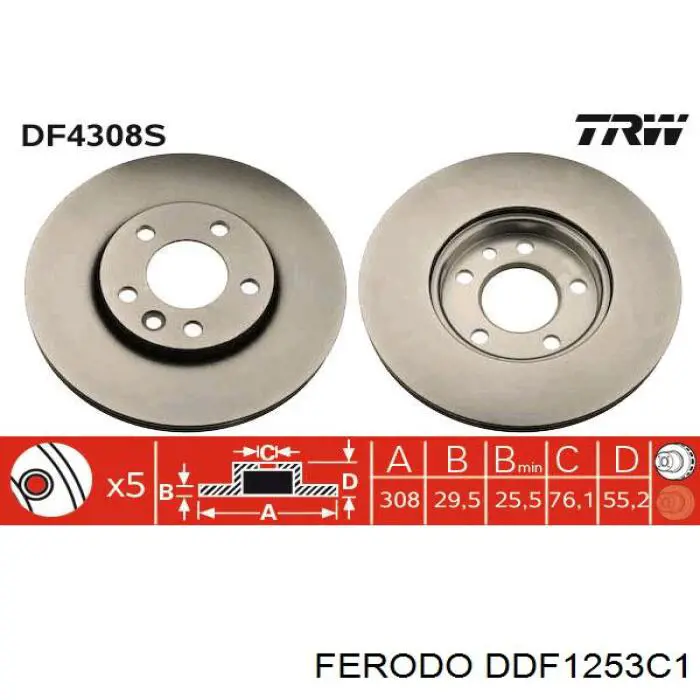DDF1253C1 Ferodo Гальмо дискове переднє