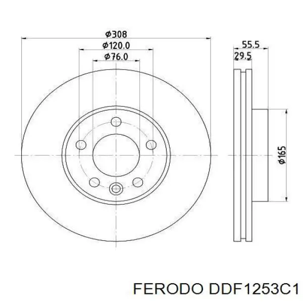 Диск переднього гальма Ferodo DDF1253C1 ціна, від 74.09 USD