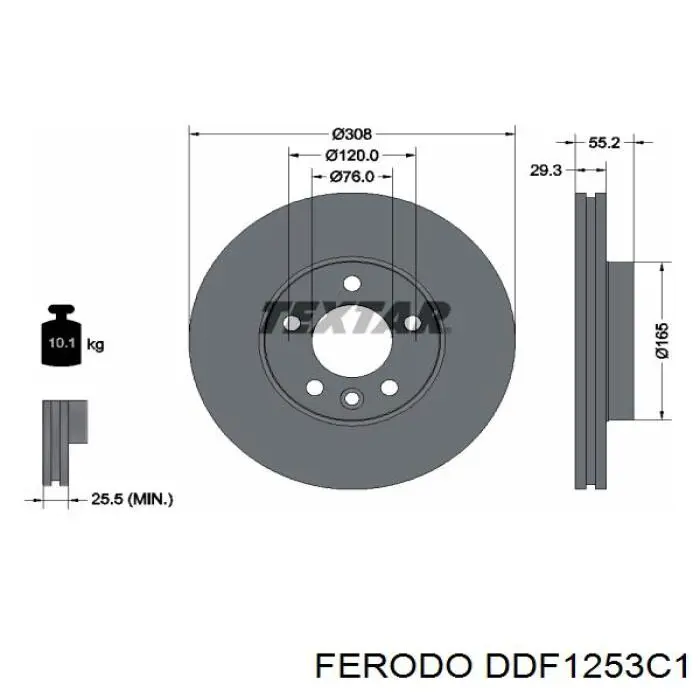 Гальмівні диски передні DDF1253C1 Ferodo