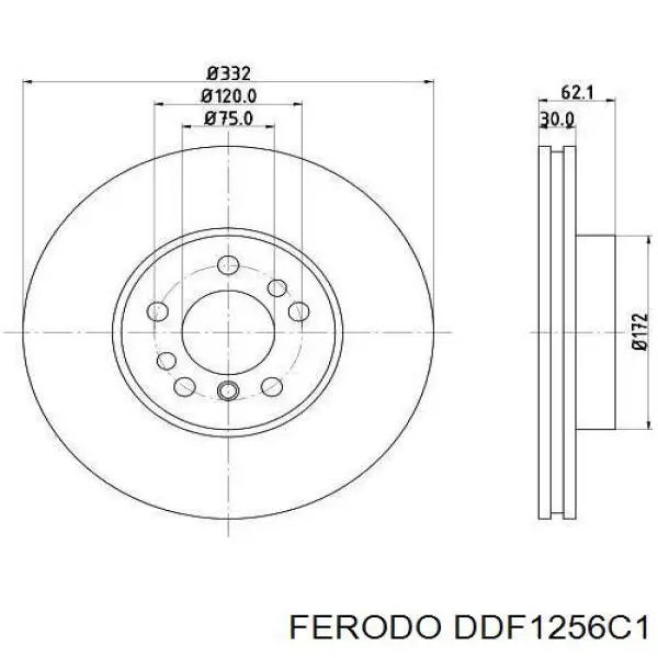 Диск гальмівний передній DDF1256C1 Ferodo