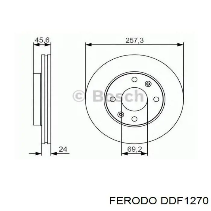 Диск переднього гальма Ferodo DDF1270 ціна, від 30.59 USD