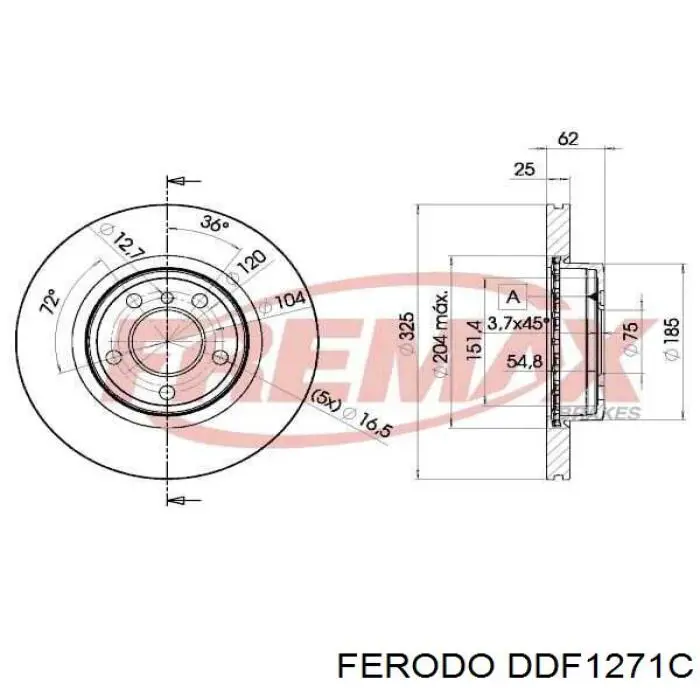 Купити DDF1271C Ferodo Ротор гальмівний