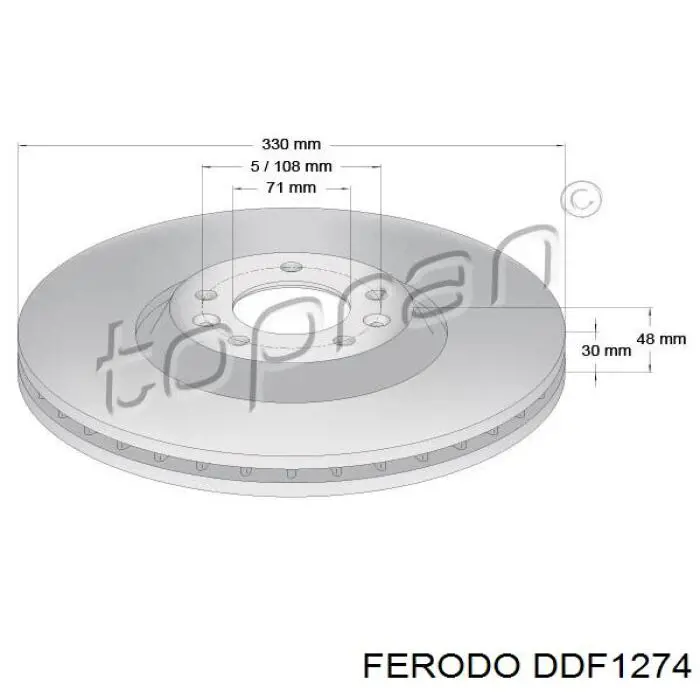 Диск гальмівний передній Ferodo DDF1274