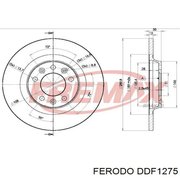Гальмівні диски DDF1275 Ferodo
