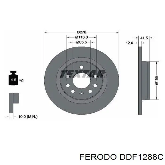 Диск гальмівний задній Ferodo DDF1288C