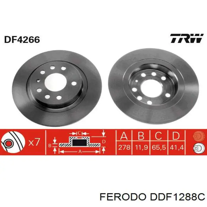 Купити DDF1288C Ferodo Диск заднього гальма