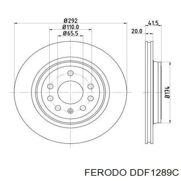 Диск гальмівний задній DDF1289C Ferodo