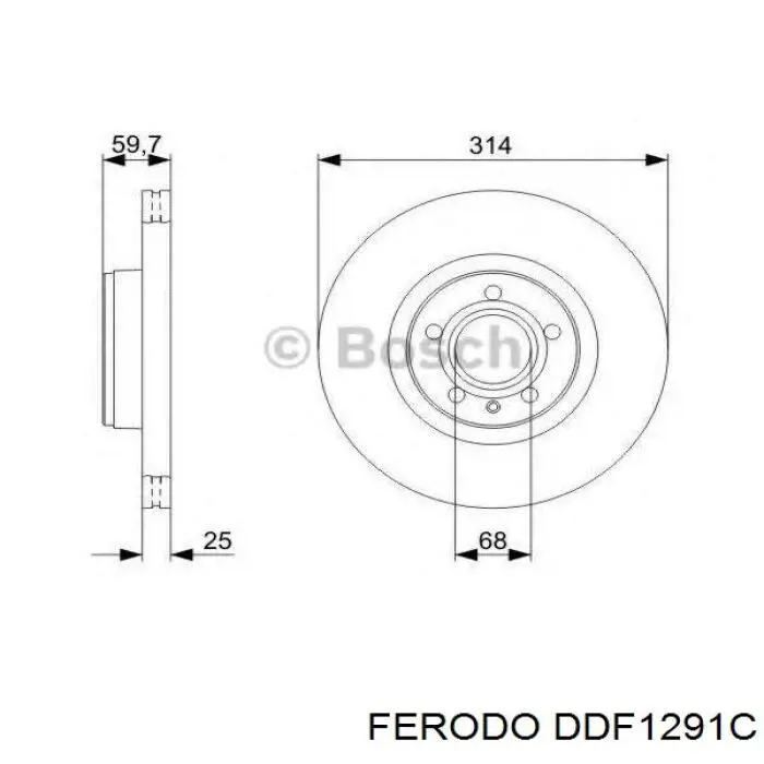 Диск переднього гальма Ferodo DDF1291C ціна, від 67.16 USD