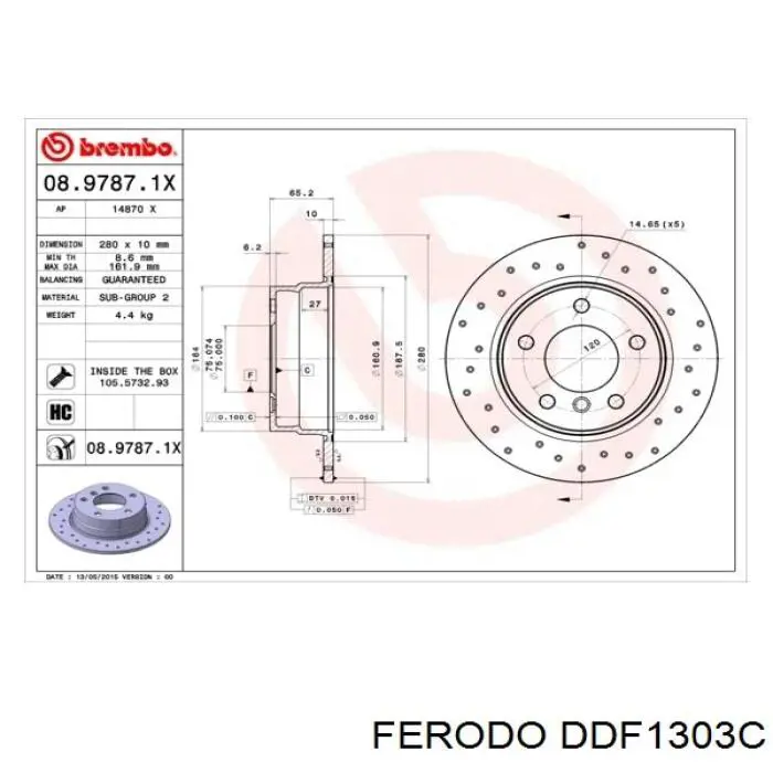 Гальмівні диски DDF1303C Ferodo