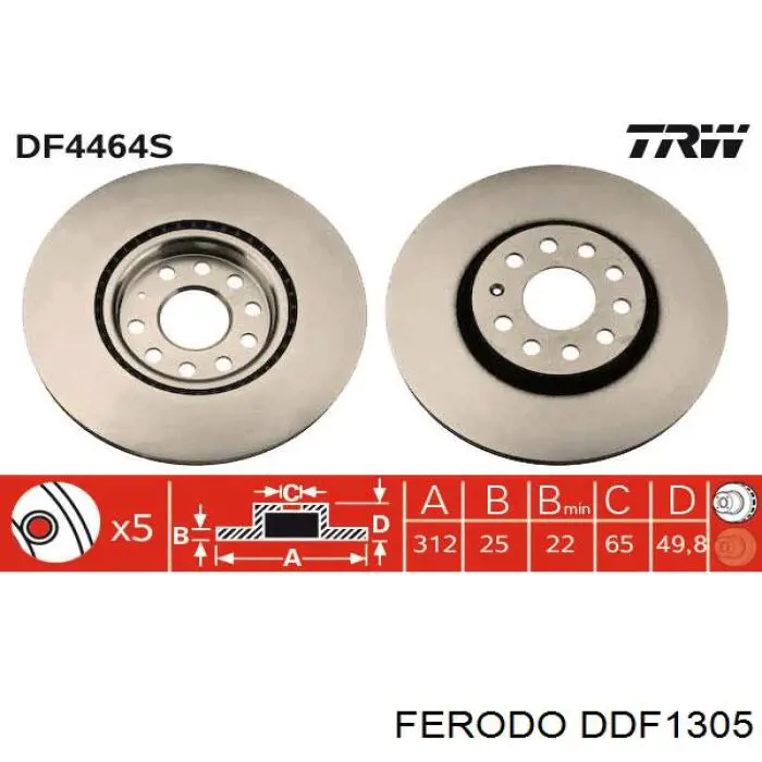 Гальмівні диски передні DDF1305 Ferodo