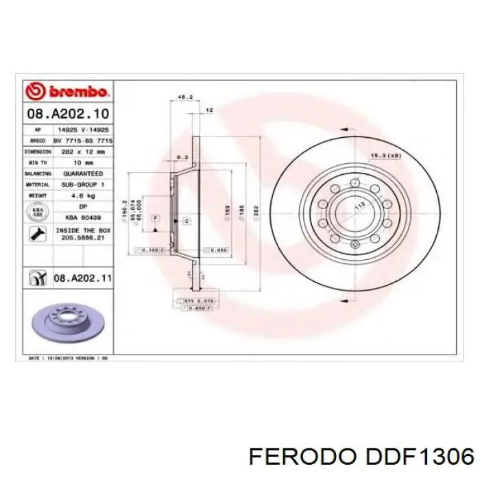 Купити DDF1306 Ferodo Диск заднього гальма
