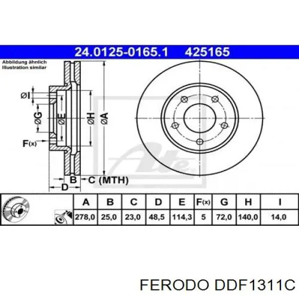 DDF1311C Ferodo диск гальмівний передній