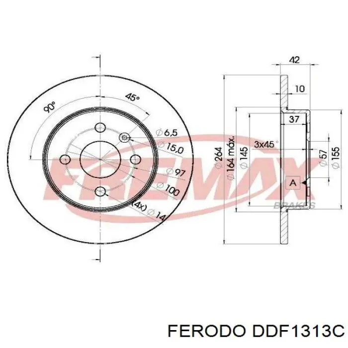 Купити DDF1313C Ferodo Диск заднього гальма