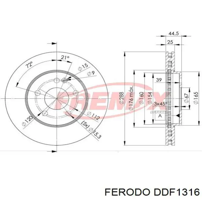 Купити DDF1316 Ferodo Ротор гальмівний