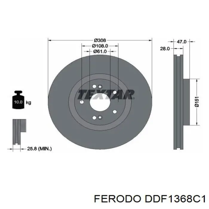 Гальмівні диски передні DDF1368C1 Ferodo
