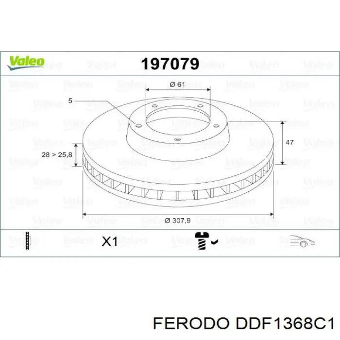 Диск гальмівний передній Ferodo DDF1368C1