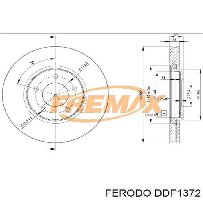DDF1372 Ferodo Гальмо дискове переднє