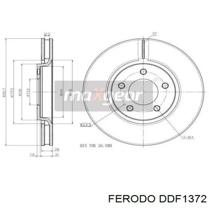 Гальмівні диски передні DDF1372 Ferodo