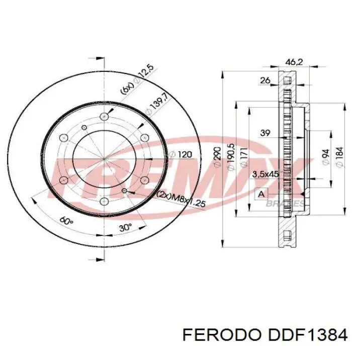 Гальмівні диски передні DDF1384 Ferodo