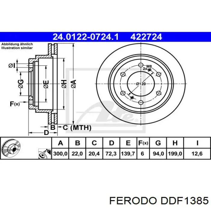 Диск гальмівний задній DDF1385 Ferodo