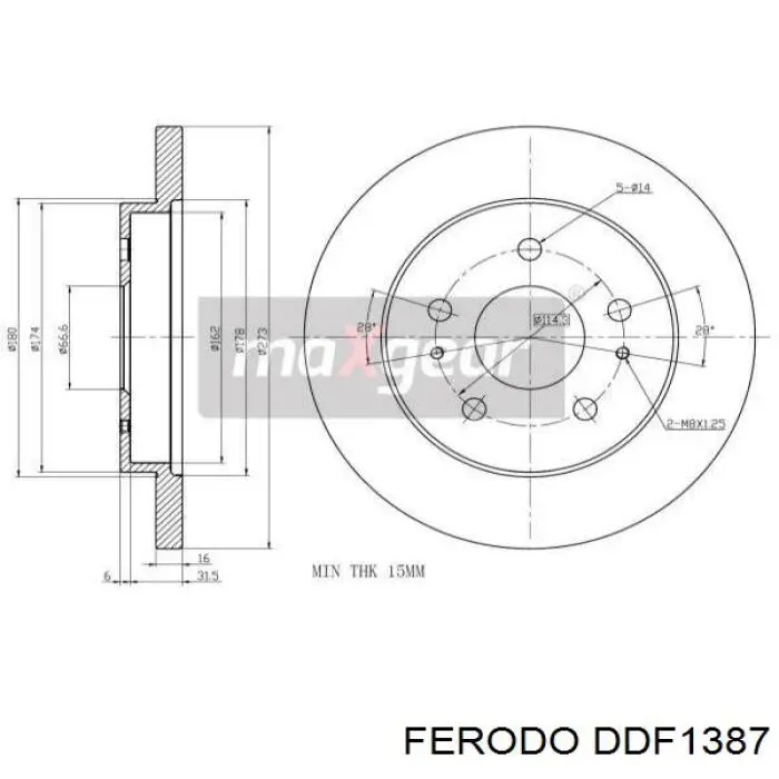 Диск переднього гальма Ferodo DDF1387 ціна, від 30.67 USD