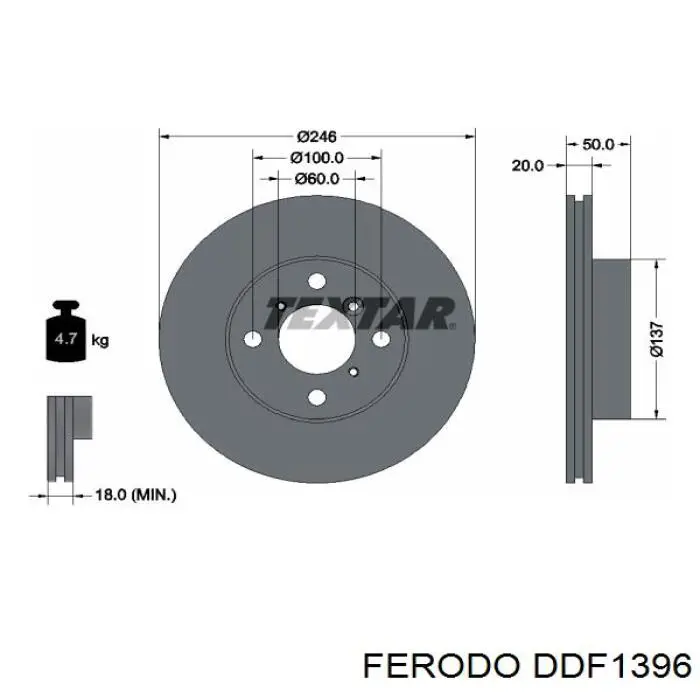 Диск переднього гальма Ferodo DDF1396 ціна, від 33.34 USD