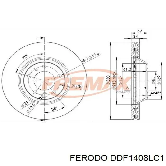 DDF1408LC1 Ferodo Гальмо дискове переднє