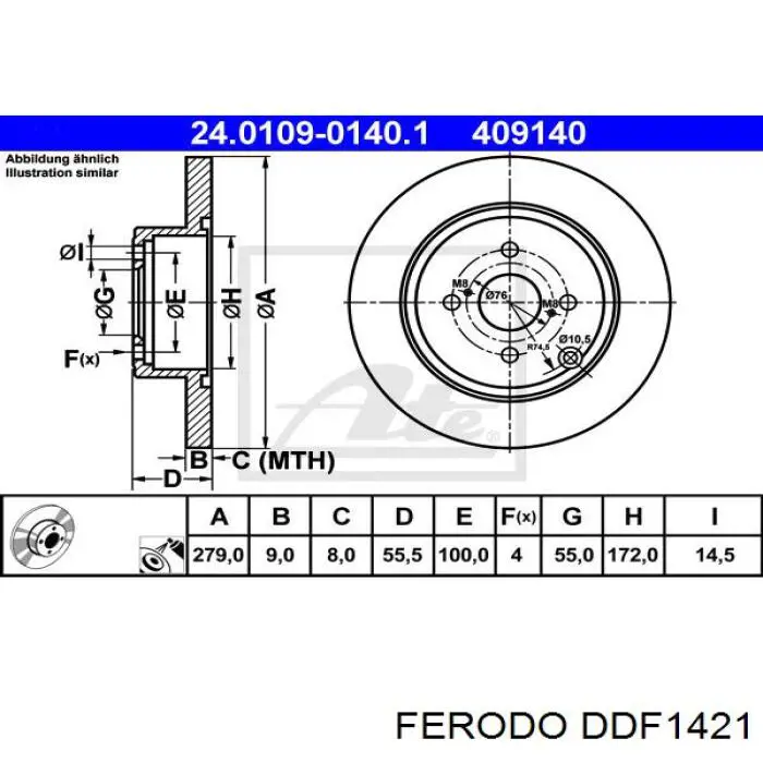 Гальмівні диски DDF1421 Ferodo
