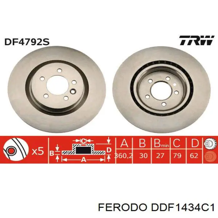 Диск гальмівний передній Ferodo DDF1434C1